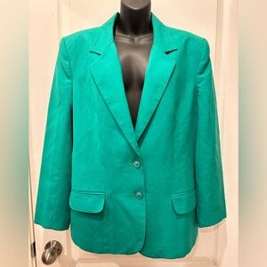 Haberdashery Green Two-Button Notch Lapel Blazer